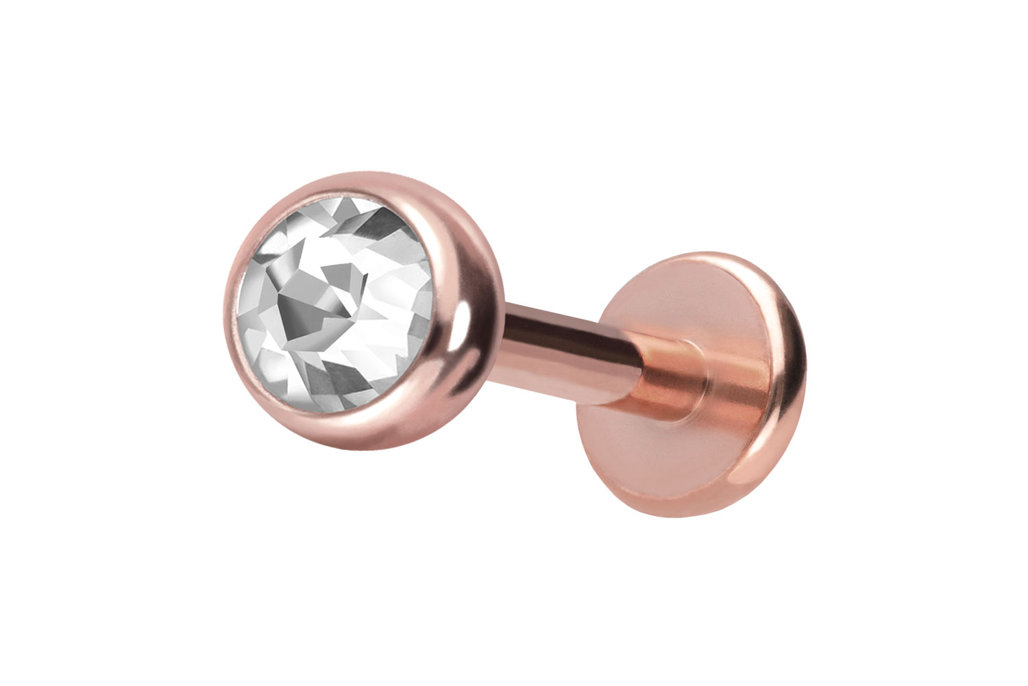 Titan Labret Piercing mit Push Fit KRISTALL